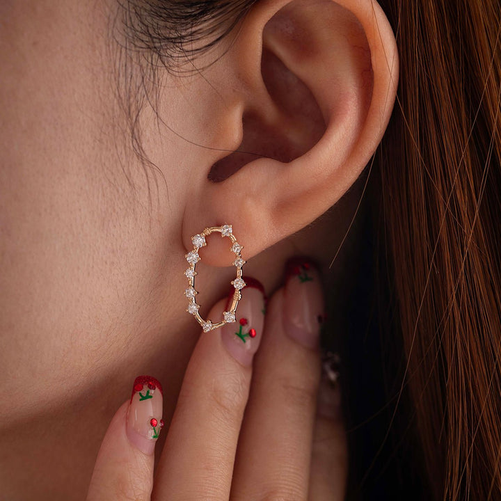 Oval Spaced Diamond Hoop Earrings - FIORESE JEWELRY
