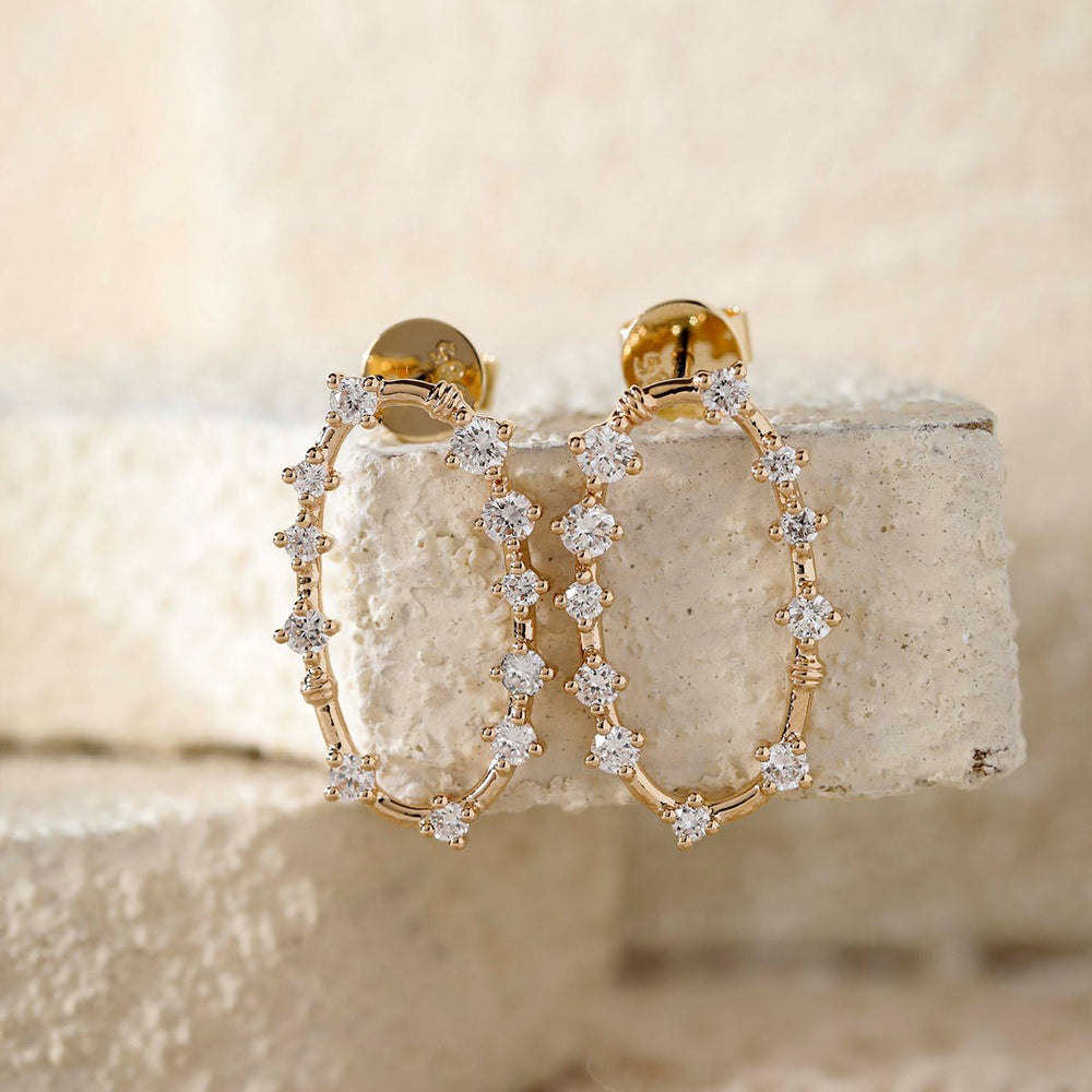 Oval Spaced Diamond Hoop Earrings - FIORESE JEWELRY