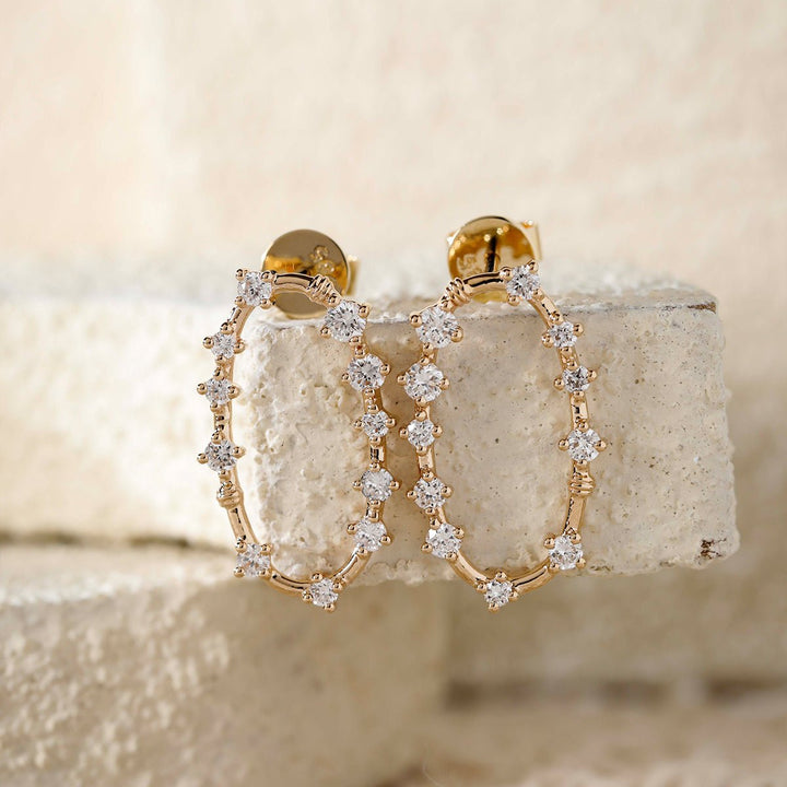 Oval Spaced Diamond Hoop Earrings - FIORESE JEWELRY