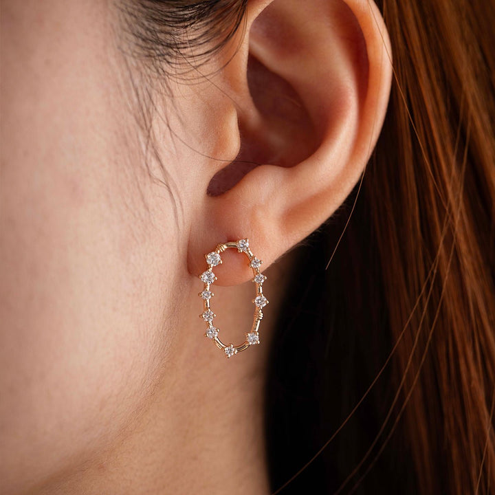 Oval Spaced Diamond Hoop Earrings - FIORESE JEWELRY