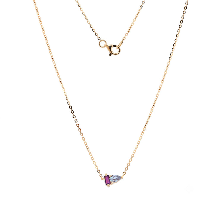 Pear-Cut Alexandrite &amp; Baguette-Cut Natural Amethyst Toi et Moi Pendant Necklace - FIORESE JEWELRY