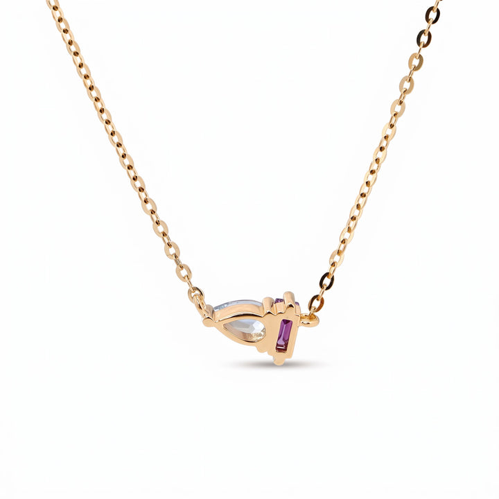 Pear-Cut Alexandrite &amp; Baguette-Cut Natural Amethyst Toi et Moi Pendant Necklace - FIORESE JEWELRY
