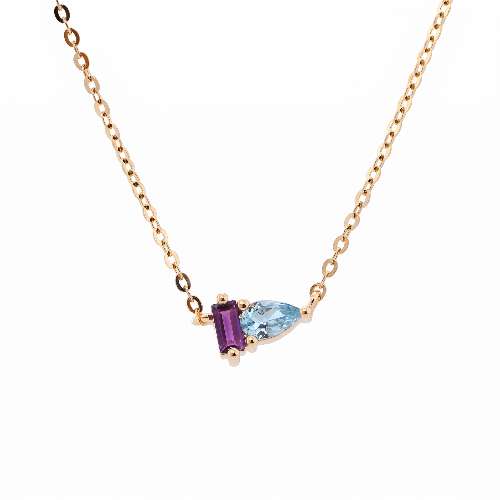 14K Yellow Gold Pear-Cut Alexandrite and Baguette-Cut Natural