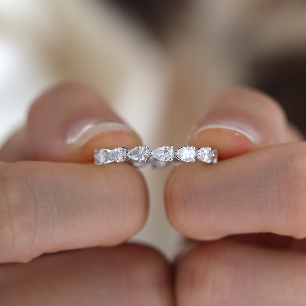 Pear-Cut Lab Diamond East-West Eternity Wedding Ring - FIORESE JEWELRY