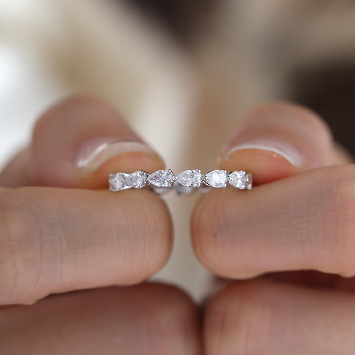 Pear-Cut Lab Diamond East-West Eternity Wedding Ring - FIORESE JEWELRY