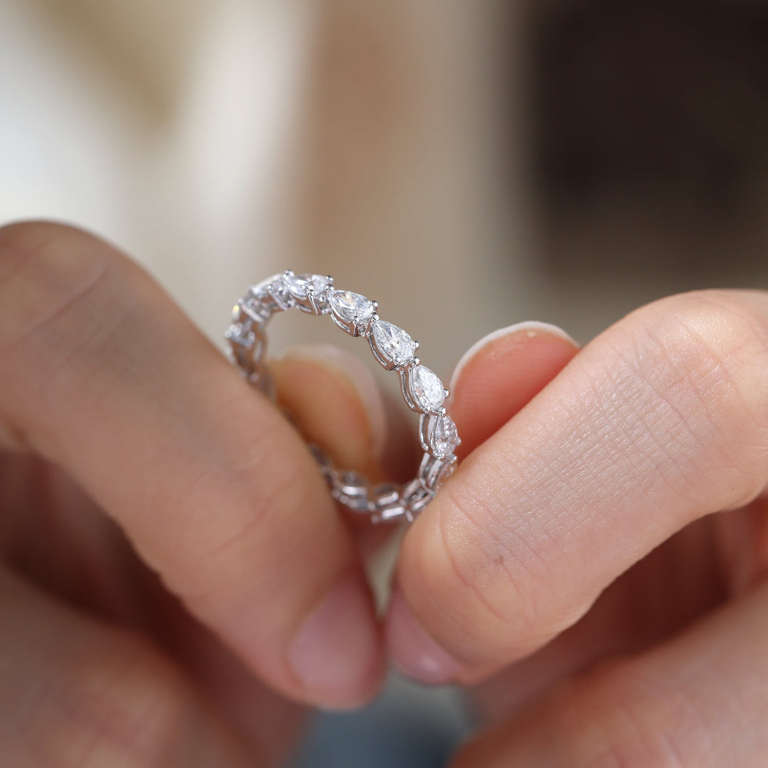 Pear-Cut Lab Diamond East-West Eternity Wedding Ring - FIORESE JEWELRY