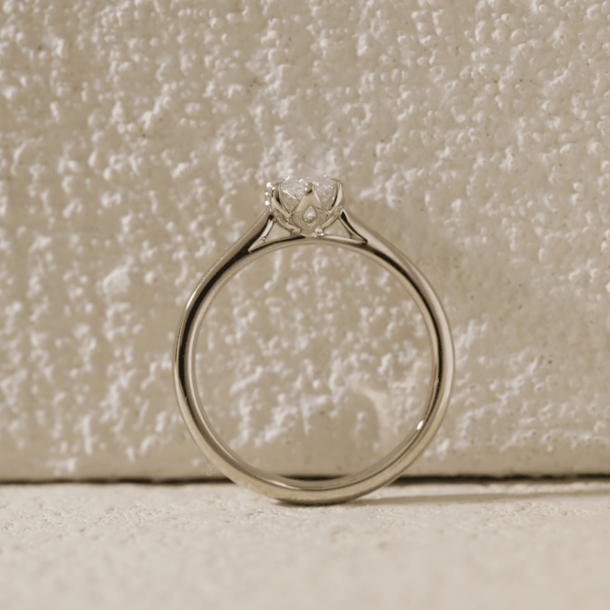 Pear-Cut Lab Diamond Solitaire Ring with Tulip Basket Cathedral Setting - FIORESE JEWELRY
