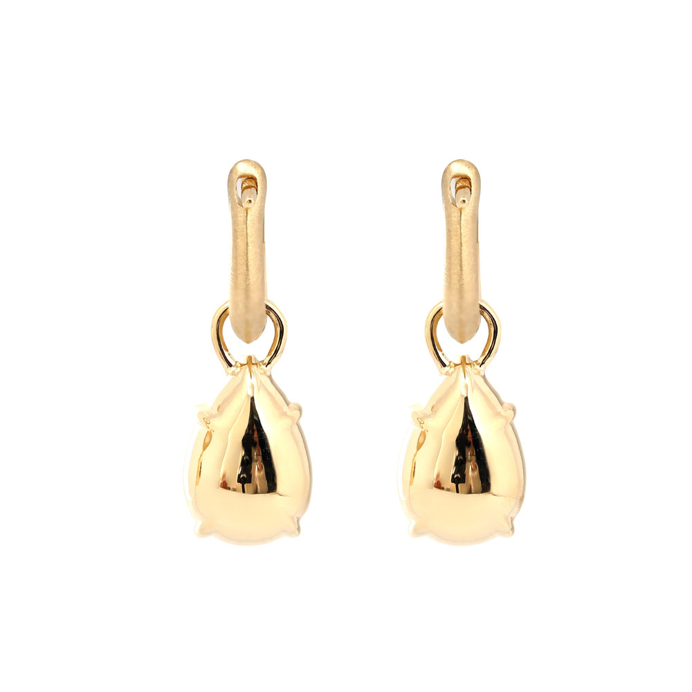 Pear Old Mine-Cut Diamond Huggie Drop Earrings - FIORESE JEWELRY