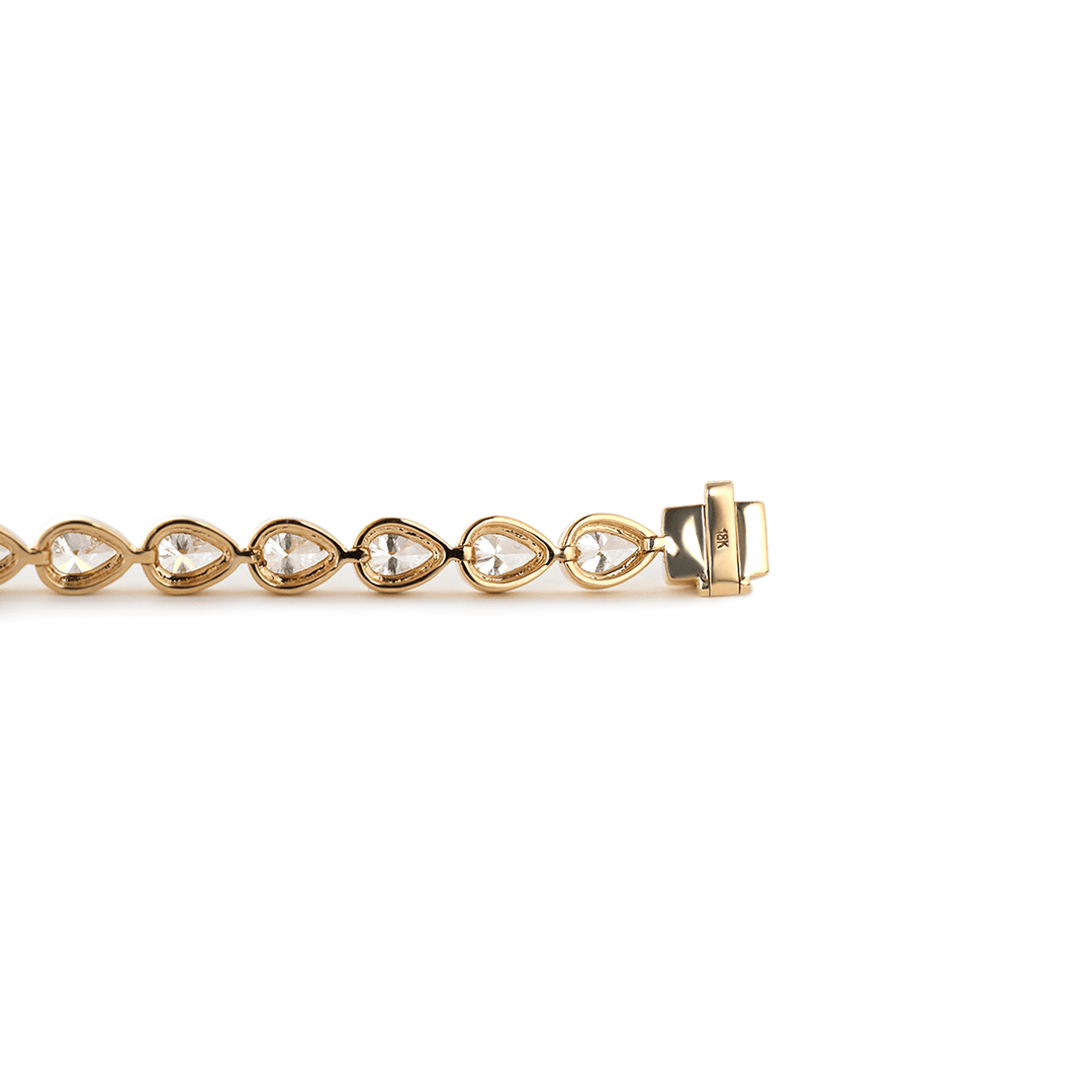 Pear - Shaped Lab Diamond Bezel - Set Tennis Bracelet with Box Clasp - FIORESE JEWELRY