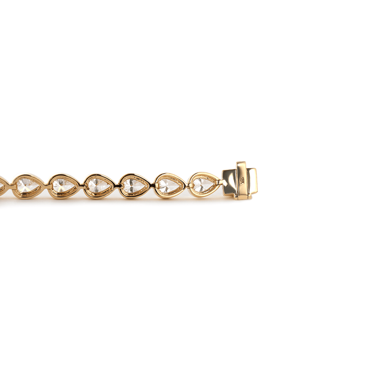 Pear - Shaped Lab Diamond Bezel - Set Tennis Bracelet with Box Clasp - FIORESE JEWELRY