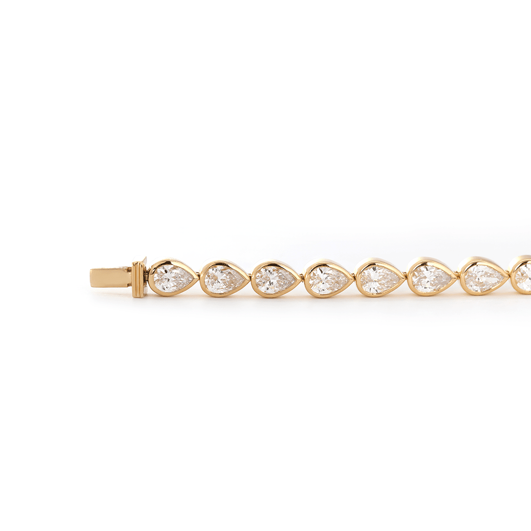 Pear - Shaped Lab Diamond Bezel - Set Tennis Bracelet with Box Clasp - FIORESE JEWELRY