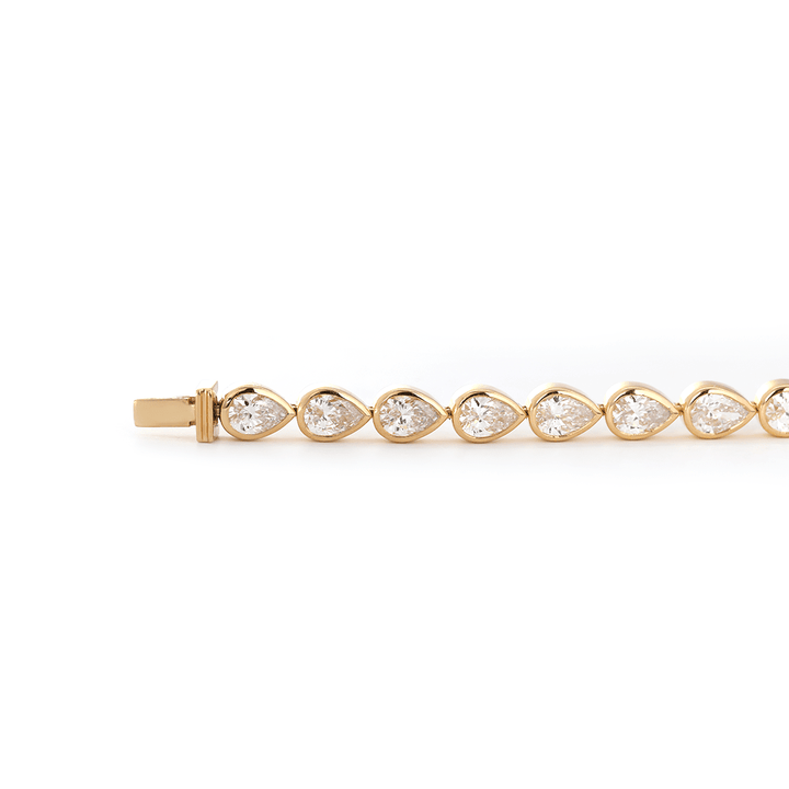 Pear - Shaped Lab Diamond Bezel - Set Tennis Bracelet with Box Clasp - FIORESE JEWELRY