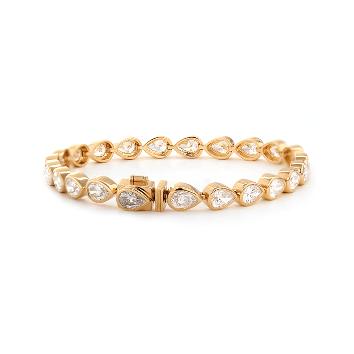Pear - Shaped Lab Diamond Bezel - Set Tennis Bracelet with Box Clasp - FIORESE JEWELRY