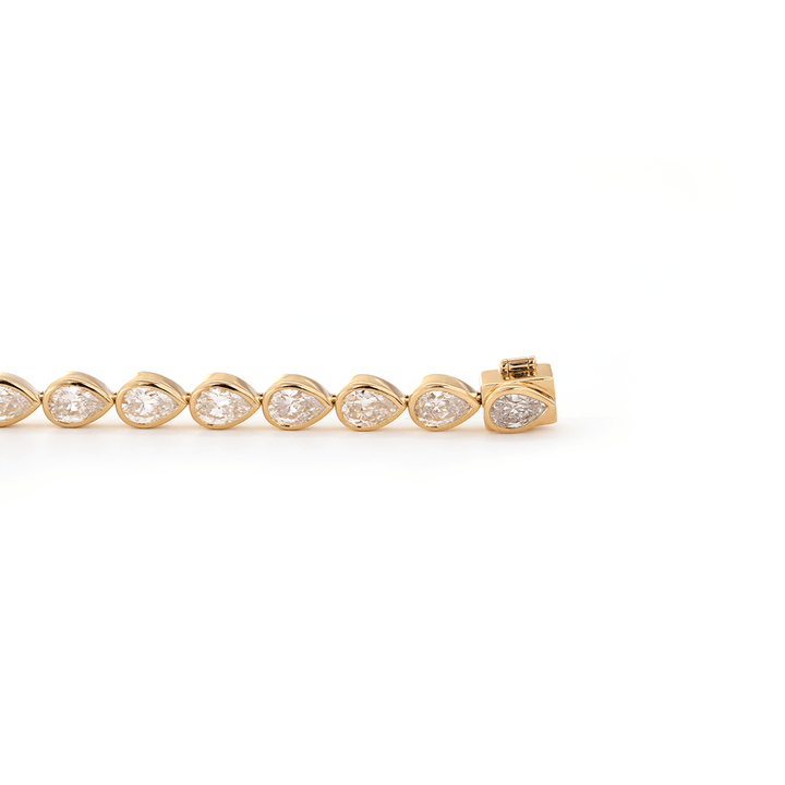 Pear - Shaped Lab Diamond Bezel - Set Tennis Bracelet with Box Clasp - FIORESE JEWELRY