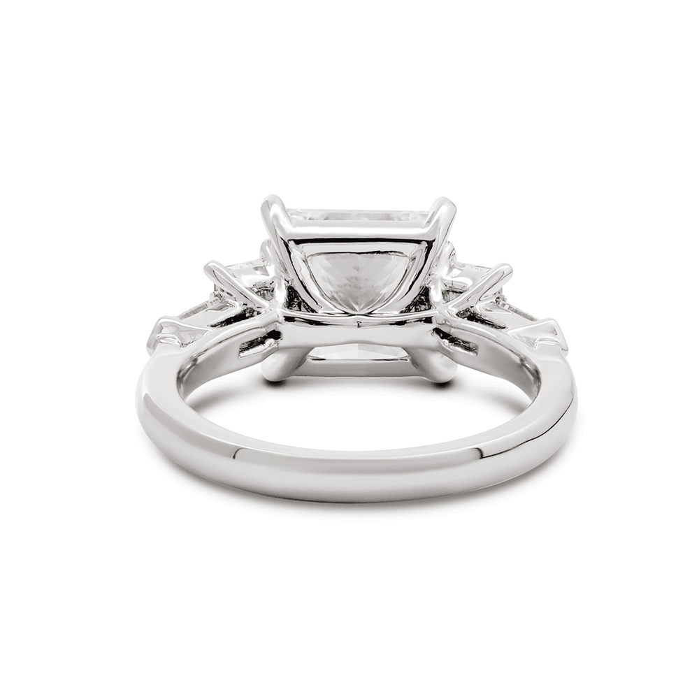 Platinum 2.5ct Princess Cut Lab Diamond 5 Stone Engagement Ring with Radiant Cut and Bullet Cut Side - stones - FIORESE JEWELRY