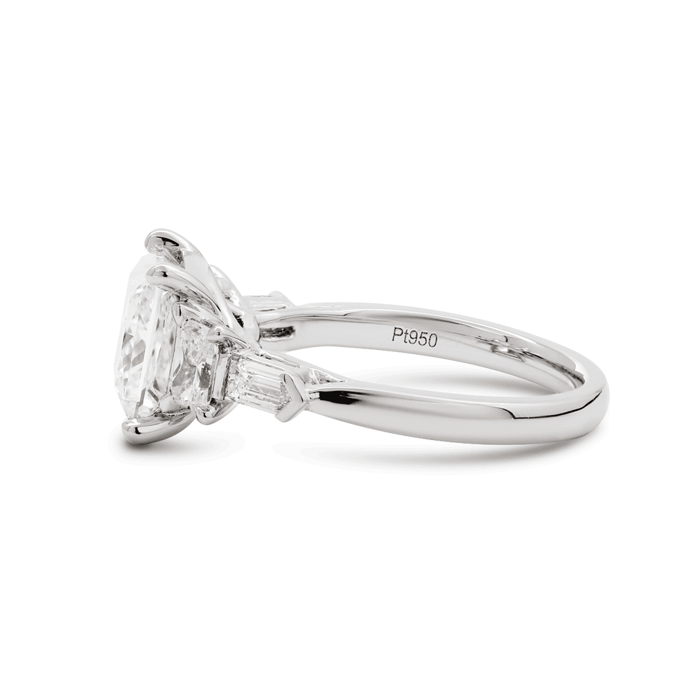Platinum 2.5ct Princess Cut Lab Diamond 5 Stone Engagement Ring with Radiant Cut and Bullet Cut Side - stones - FIORESE JEWELRY