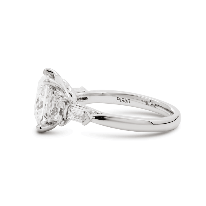 Platinum 2.5ct Princess Cut Lab Diamond 5 Stone Engagement Ring with Radiant Cut and Bullet Cut Side - stones - FIORESE JEWELRY