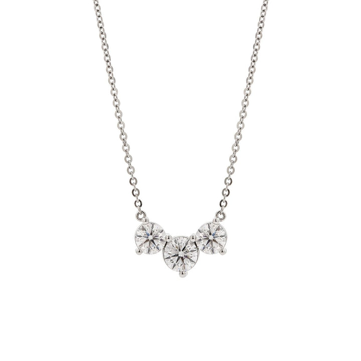 Platinum 5 ct tw Round Brilliant Cut Lab Diamond Three Stone Pendant Necklace - FIORESE JEWELRY