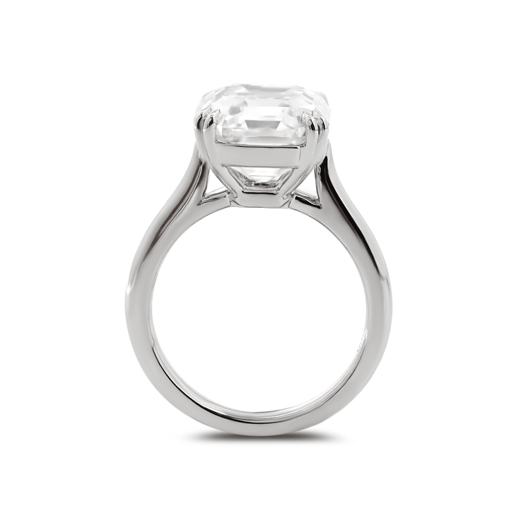 Platinum 5ct Antique Asscher Cut Lab Diamond Double Claw Prong Basket Solitaire Ring - FIORESE JEWELRY