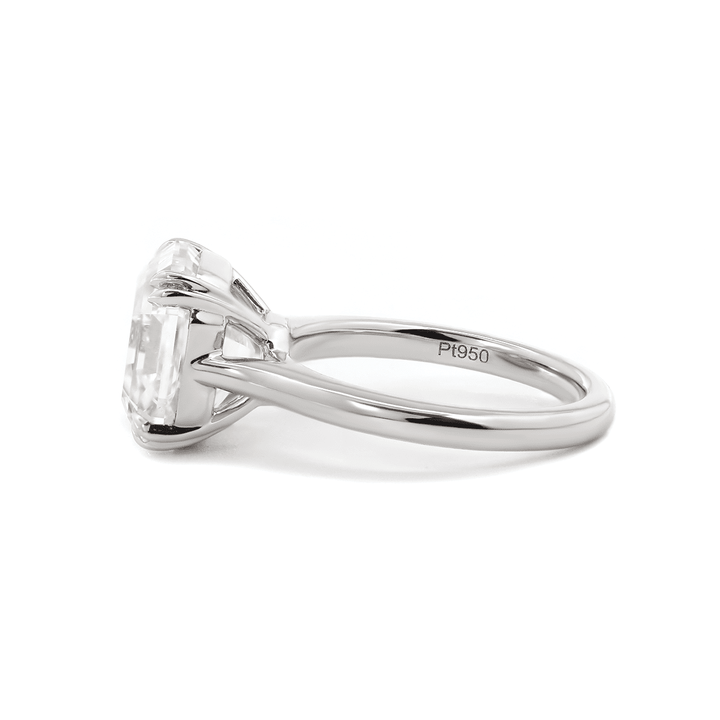 Platinum 5ct Antique Asscher Cut Lab Diamond Double Claw Prong Basket Solitaire Ring - FIORESE JEWELRY