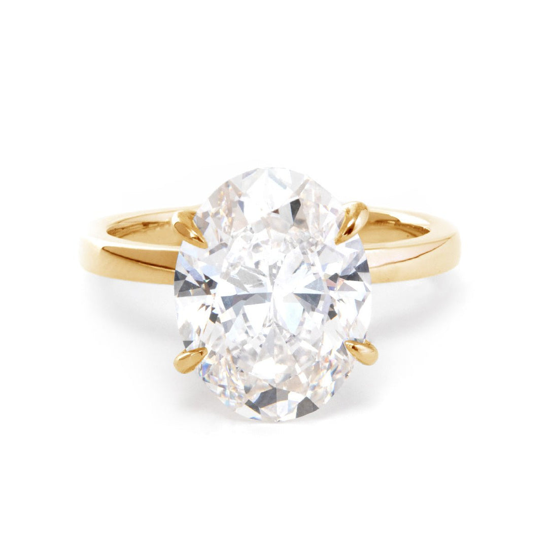Platinum 6ct Oval Cut Lab Diamond Hidden Halo 4 Prongs Engagement Ring - FIORESE JEWELRY