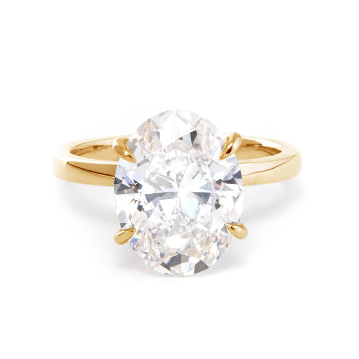 Platinum 6ct Oval Cut Lab Diamond Hidden Halo 4 Prongs Engagement Ring - FIORESE JEWELRY