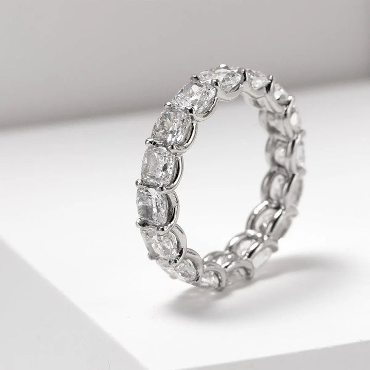 Platinum Cushion Cut Lab Diamond Eternity Ring - FIORESE JEWELRY