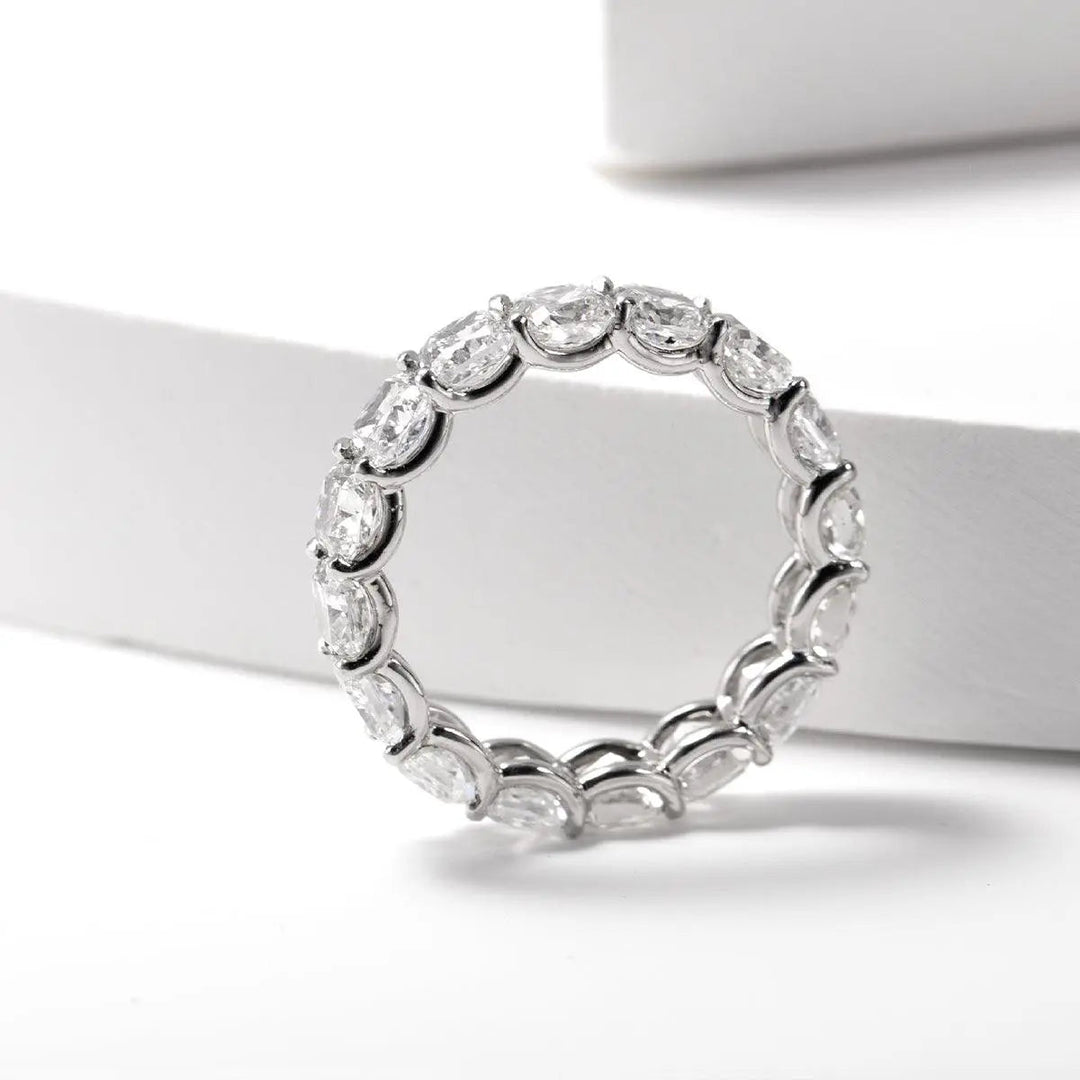 Platinum Cushion Cut Lab Diamond Eternity Ring - FIORESE JEWELRY