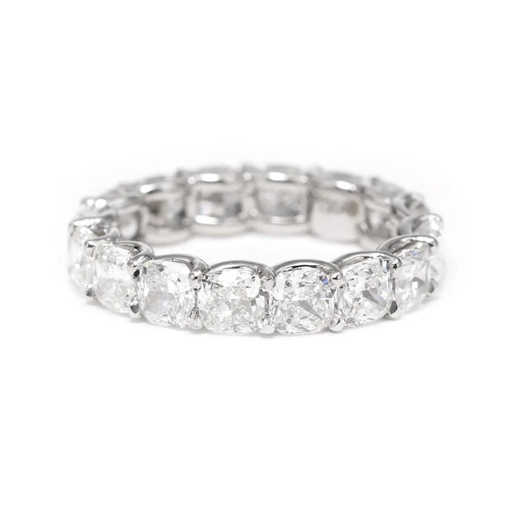 Platinum Cushion Cut Lab Diamond Eternity Ring - FIORESE JEWELRY