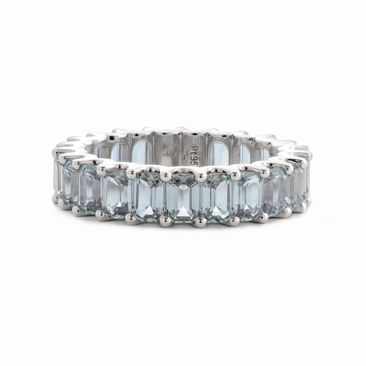 Platinum Emerald Cut Lab Alexandrite Eternity Ring - FIORESE JEWELRY