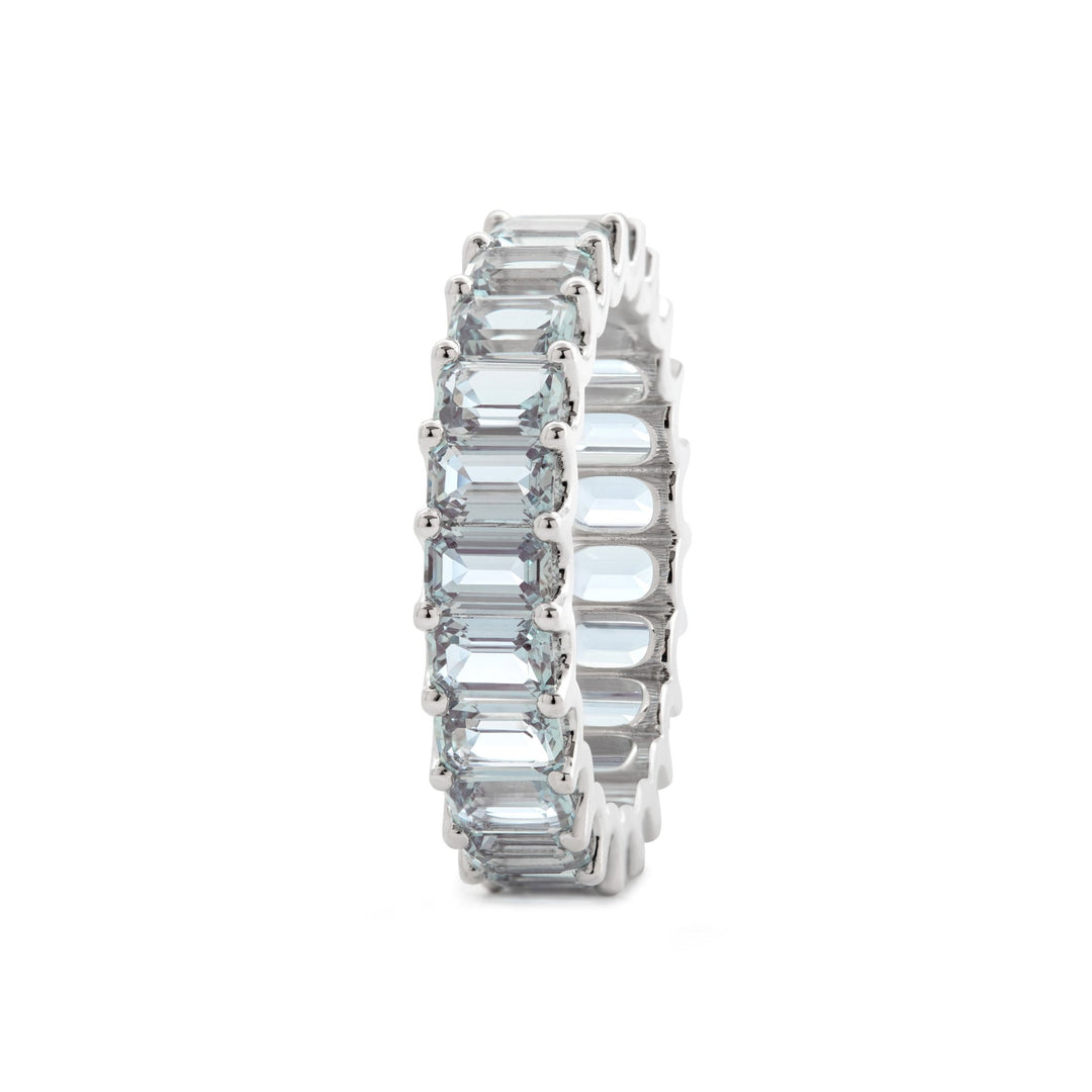 Platinum Emerald Cut Lab Alexandrite Eternity Ring - FIORESE JEWELRY