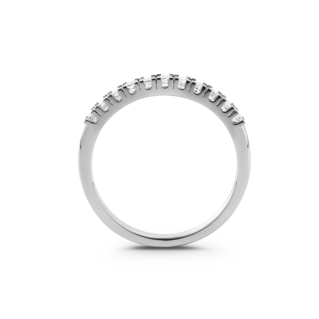 Platinum Princess Cut Lab Diamond 11 Stone Half Eternity Ring - FIORESE JEWELRY