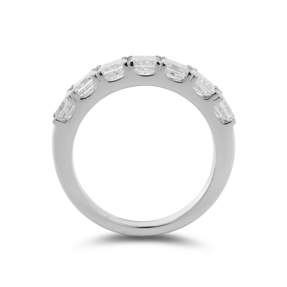 Platinum Princess Cut Lab Diamond 7 Stone Half Eternity Ring - FIORESE JEWELRY