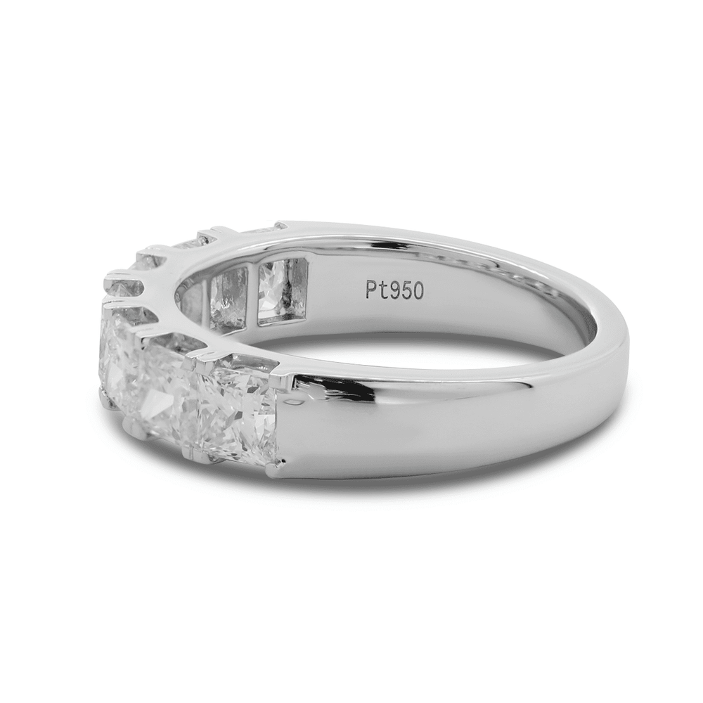 Platinum Princess Cut Lab Diamond 7 Stone Half Eternity Ring - FIORESE JEWELRY