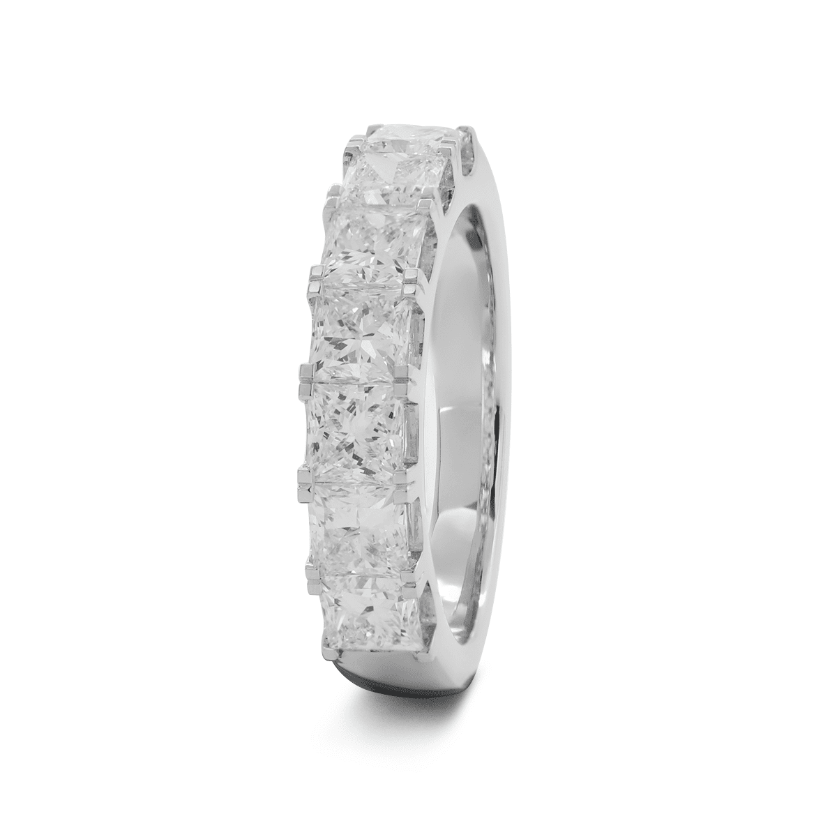 Platinum Princess Cut Lab Diamond 7 Stone Half Eternity Ring
