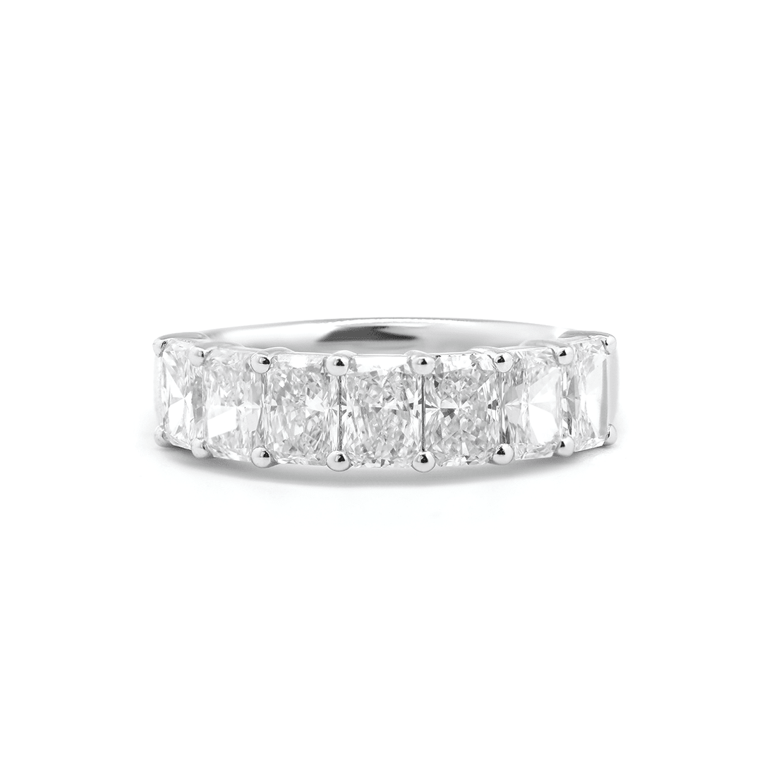 Platinum Radiant Cut Lab Diamond 7 Stone Half Eternity Ring - FIORESE JEWELRY