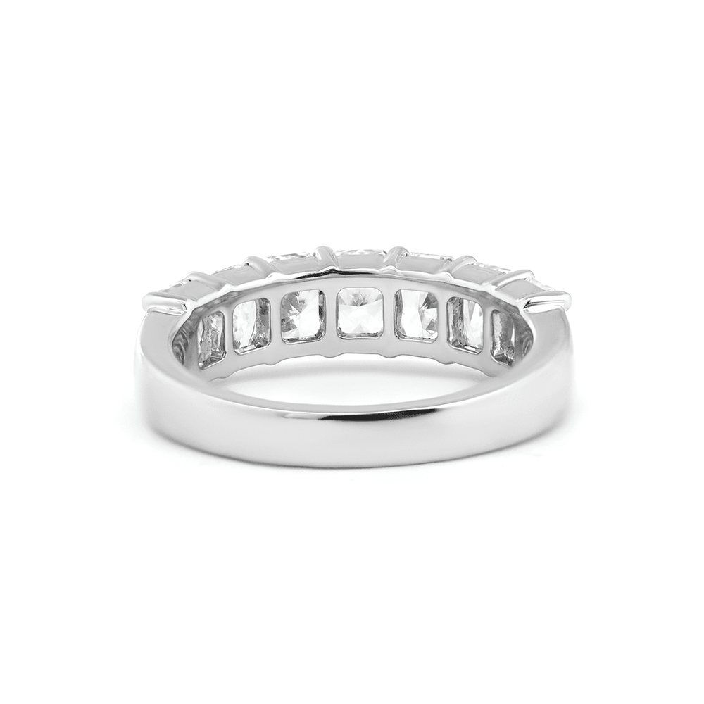 Platinum Radiant Cut Lab Diamond 7 Stone Half Eternity Ring - FIORESE JEWELRY