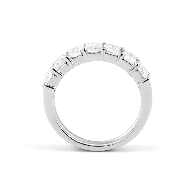 Platinum Radiant Cut Lab Diamond 7 Stone Half Eternity Ring - FIORESE JEWELRY