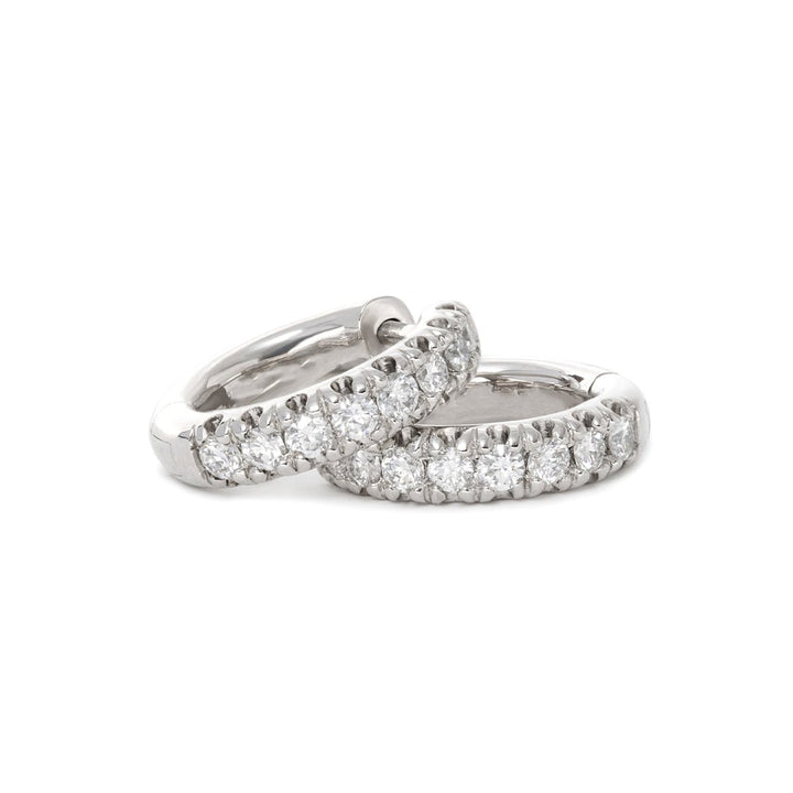 Platinum Round Lab Diamond 8 stones Huggie Earrings - FIORESE JEWELRY