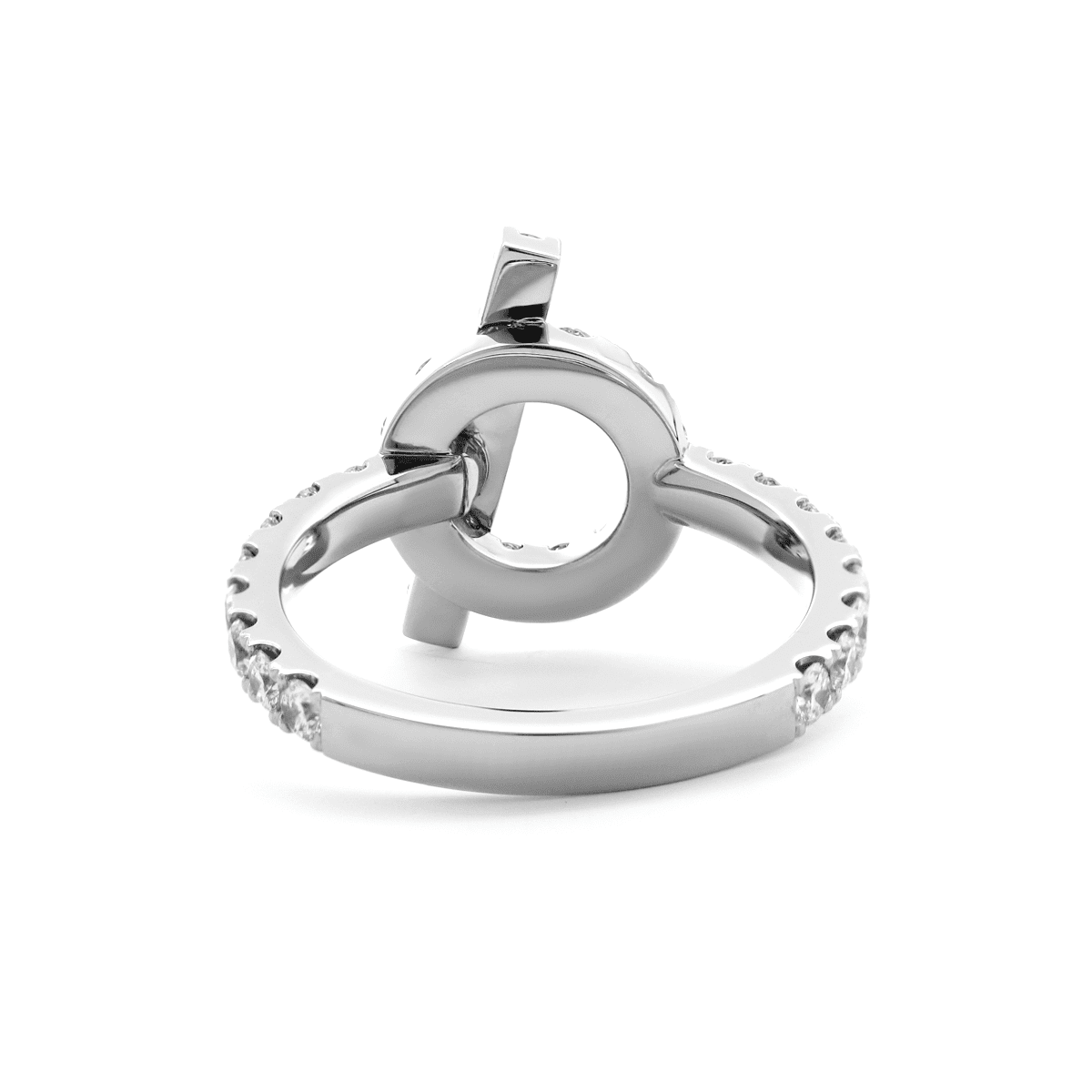 Platinum Round Lab Diamond Buckle-Inspired Ring