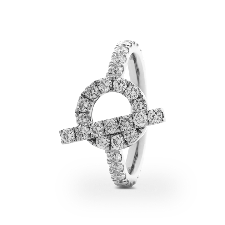 Platinum Round Lab Diamond Buckle - Inspired Ring - FIORESE JEWELRY