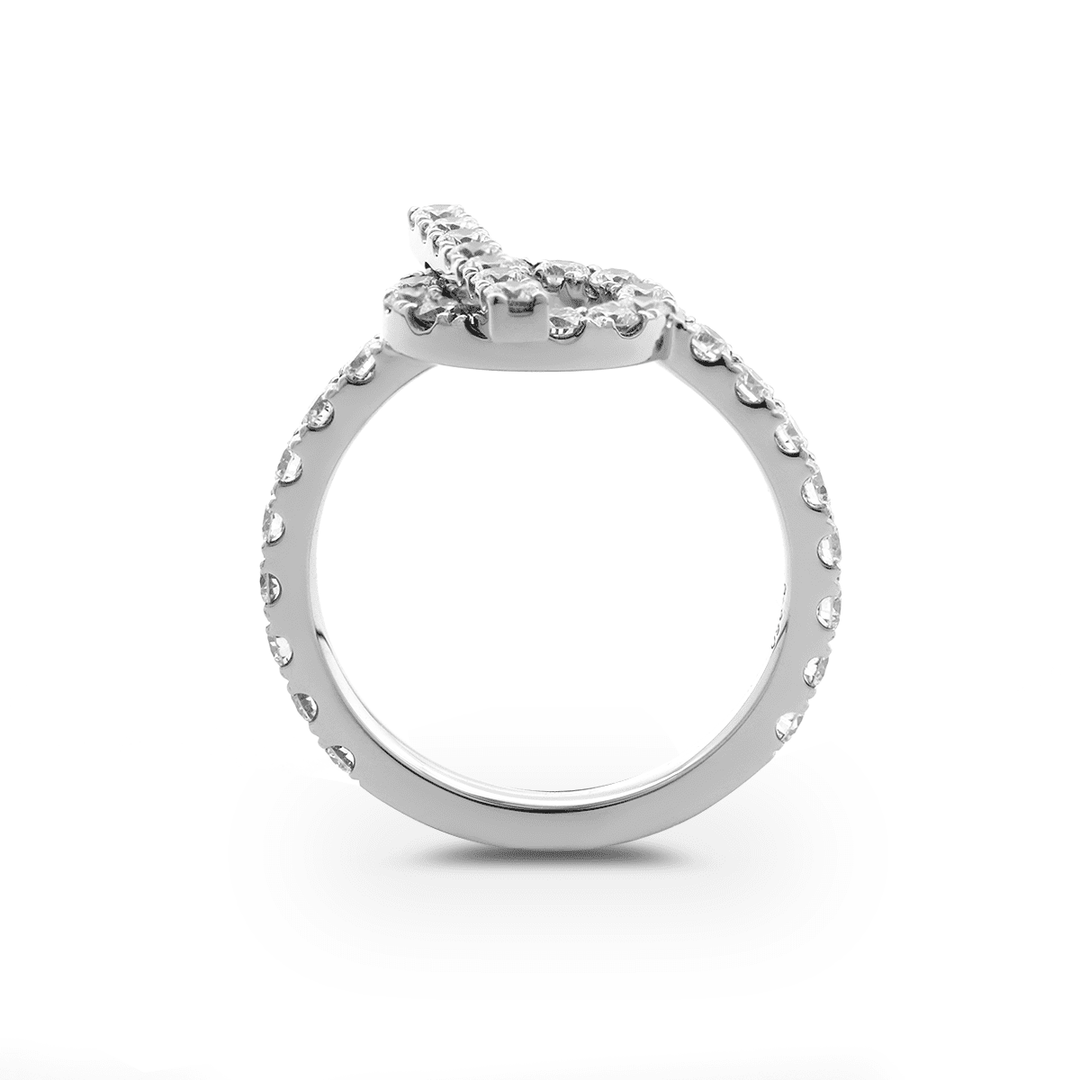 Platinum Round Lab Diamond Buckle - Inspired Ring - FIORESE JEWELRY