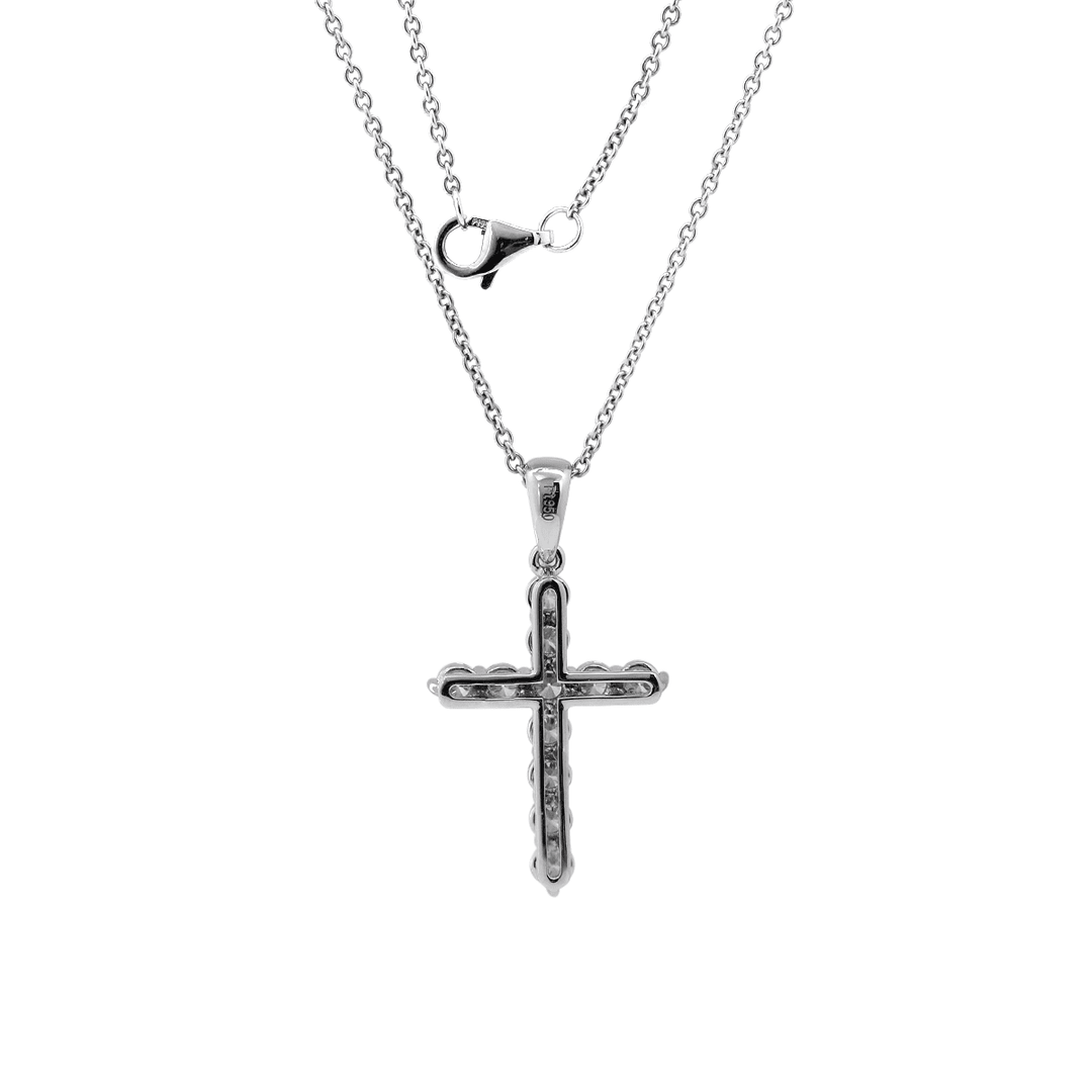 Platinum Round Lab Diamond Cross Pendant Necklace - FIORESE JEWELRY