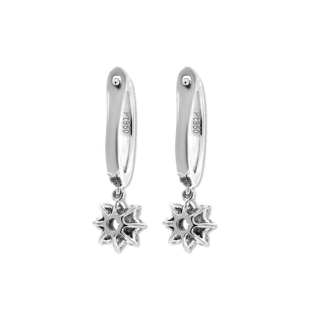 Platinum Round Lab Diamond Floral Hoop Earrings - FIORESE JEWELRY