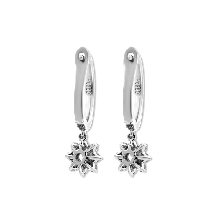 Platinum Round Lab Diamond Floral Hoop Earrings - FIORESE JEWELRY