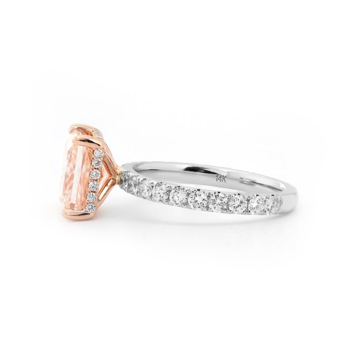 Princess Brilliant Cut Pink Lab Diamond Pave Band Ring with Hidden Halo - FIORESE JEWELRY