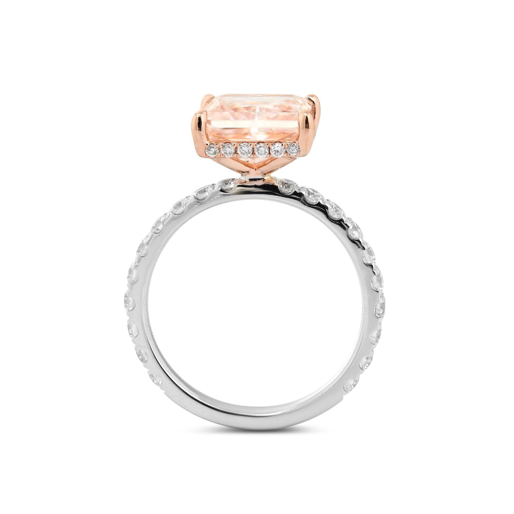 Princess Brilliant Cut Pink Lab Diamond Pave Band Ring with Hidden Halo - FIORESE JEWELRY