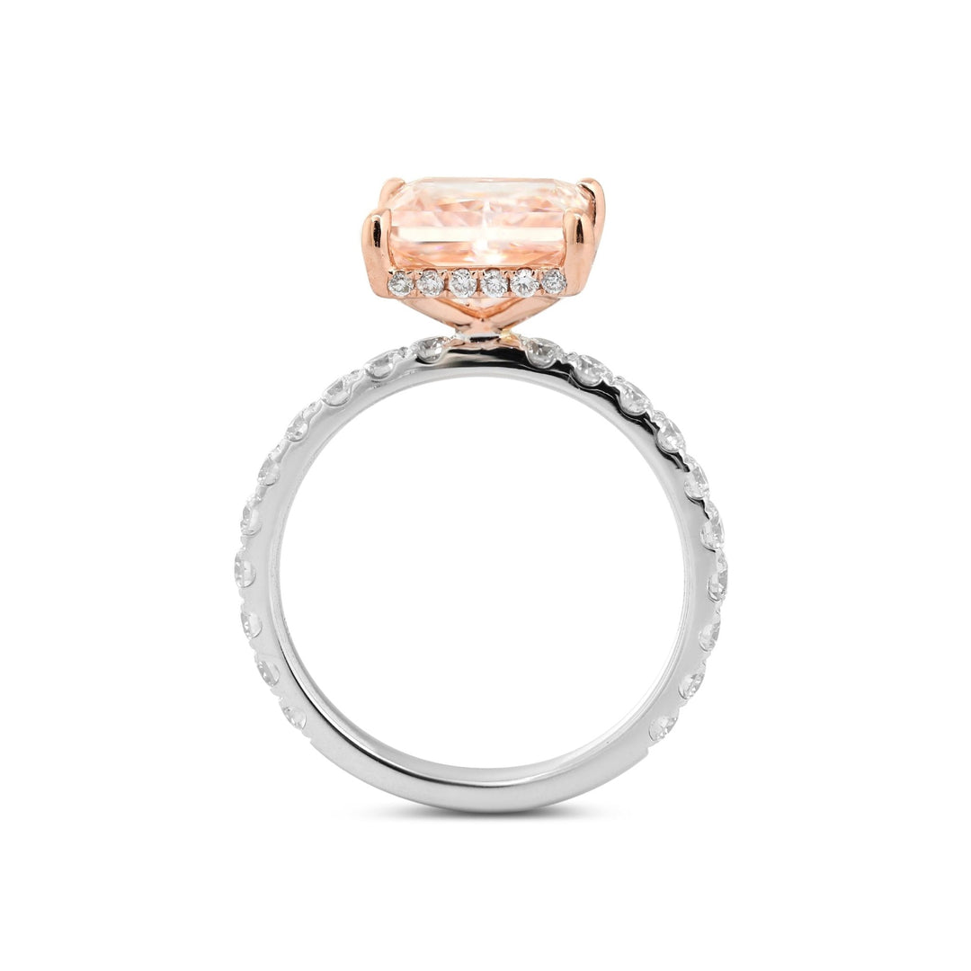 Princess Brilliant Cut Pink Lab Diamond Pave Band Ring with Hidden Halo - FIORESE JEWELRY