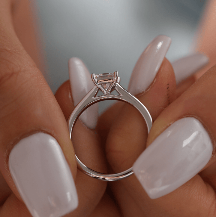 Princess-Cut Lab Diamond Solitaire Ring with Cathedral Setting - FIORESE JEWELRY