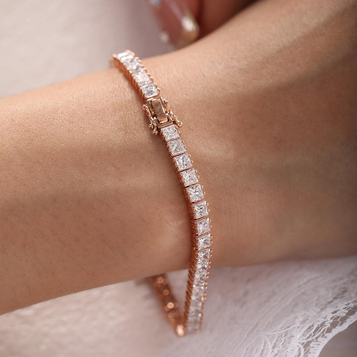 Princess Cut Lab Diamond Tennis Bracelet in Prong Setting - FIORESE JEWELRY